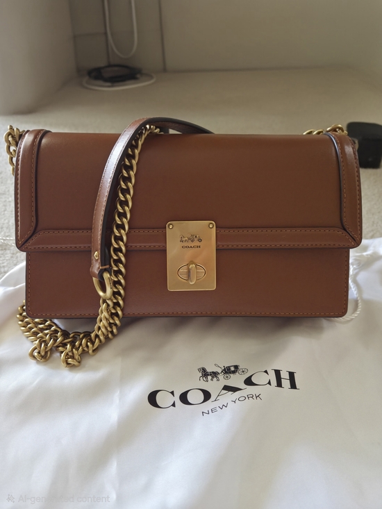 Coach Handbags - COACH Hutton Box Leather Shoulder Bag